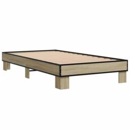 Berkfield Home Durable Bed Frame without Mattress Sonoma Oak 75x190 cm Small Single in Light Tan - thumbnail 6