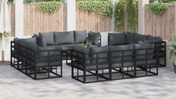 Berkfield Home Garden Sofa Set 13 pcs Black 70 x 70 x 32 cm Aluminium - thumbnail 6