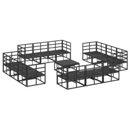 Berkfield Home Garden Sofa Set 13 pcs Black 70 x 70 x 32 cm Aluminium - thumbnail 8