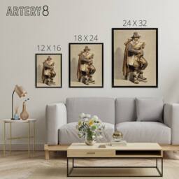 "Artery8 Albert Edelfelt Bagpiper Watercolour Portrait Framed Canvas Art Print in Beige - Size: W12"" x H16""" - thumbnail 4