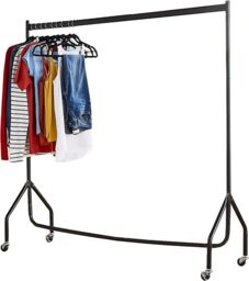 House of Home Clothes Rail Extra Strong Heavy Duty Metal With Wheels Rack 4FT Long x 5FT Tall in Black