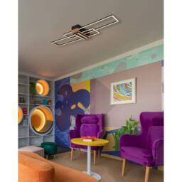 Netlighting Dakari 100x25cm Semi Flush Ceiling Light Matt Black 2x LED 3000K - Size: 100x25 cm - thumbnail 6