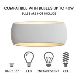 Harper Living Men's Large Wall Sconce Lamp with White Oval Ceramic Shade, Wall Mounted Light - thumbnail 2