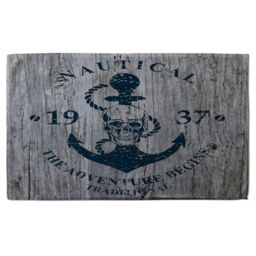 Benjamin Tate Design Anchor Print On Wood Soft Bath Towel in Green - thumbnail 1