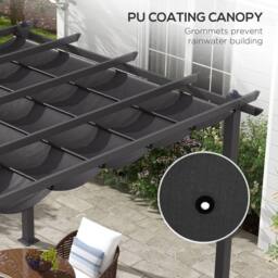 Matteo 3x3m Aluminium Pergola with Retractable Roof - Dark Grey - thumbnail 5
