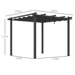 Matteo 3x3m Aluminium Pergola with Retractable Roof - Dark Grey - thumbnail 9