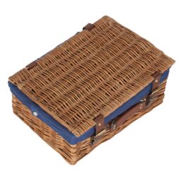 Red Hamper Wicker 35cm Light Steamed Picnic Basket with Cotton Lining in Blue - thumbnail 2