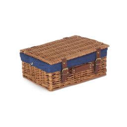 Red Hamper Wicker 35cm Light Steamed Picnic Basket with Cotton Lining in Blue - thumbnail 3