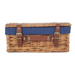 Red Hamper Wicker 35cm Light Steamed Picnic Basket with Cotton Lining in Blue - thumbnail 4