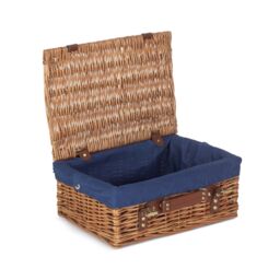 Red Hamper Wicker 35cm Light Steamed Picnic Basket with Cotton Lining in Blue