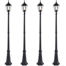 Loops 4 PACK Outdoor Post Lantern Bollard Light Matt Black & Glass 2180mm Tall Lamp - thumbnail 1