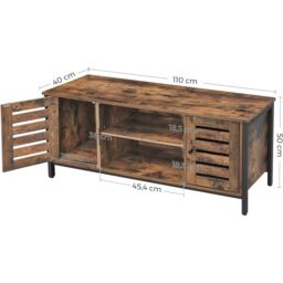VASAGLE Industrial TV Stand Cabinet Shelves Storage Louvered Doors Playroom in Brown - thumbnail 3