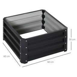 OUTSUNNY Set of 2 Raised Garden Bed Galvanised Planter Box Easy Setup in Grey - thumbnail 3