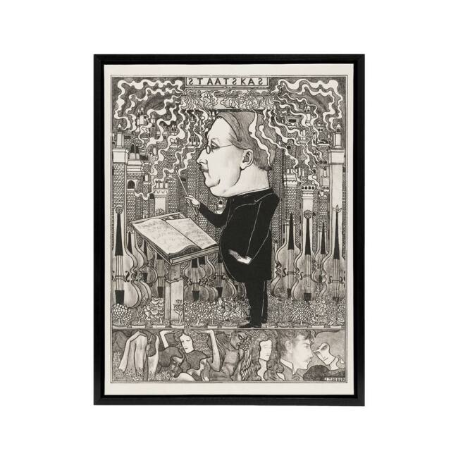 "Artery8 Conductor Violins Smoking Chimneys Framed Canvas Wall Art Print Toorop in Black - Size: W12"" x H16""" - image 1