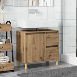Berkfield Home Sink Cabinet Artisan Oak 65x33x60 cm Engineered Wood in Brown - Size: 65 x 33 x 60 cm - thumbnail 1
