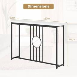 VOGREX Black 120CM Modern Faux Marble Entryway Console Table in White - thumbnail 2
