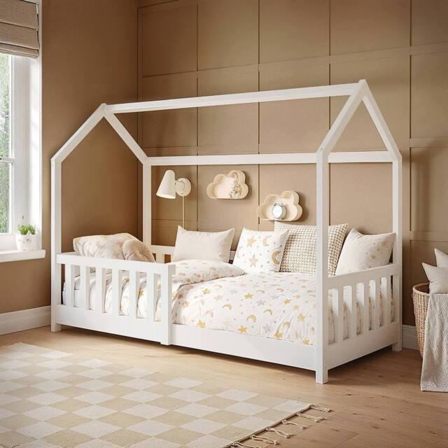 Flair Explorer Shorty Play House Floor Bed with Rails Wooden White - Size: Junior - image 1