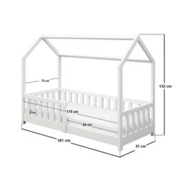 Flair Explorer Shorty Play House Floor Bed with Rails Wooden White - Size: Junior - thumbnail 5