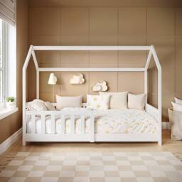 Flair Explorer Shorty Play House Floor Bed with Rails Wooden White - Size: Junior - thumbnail 2