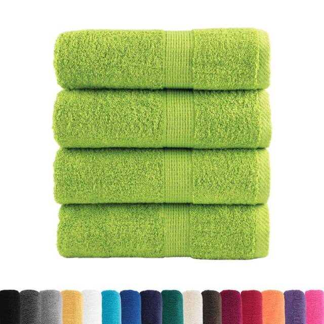 Berkfield Home Premium Soap Towels SOLUND 4 pcs Apple Green 30x30 cm 600 gsm - image 1