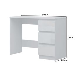 LUXURY LIFE Carlton Gloss Dressing Table Makeup Vanity Table with 3 Drawers in White - thumbnail 4