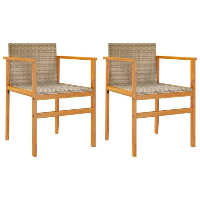 Berkfield Home Garden Chairs 2 pcs Beige Poly Rattan&Solid Wood - image 1