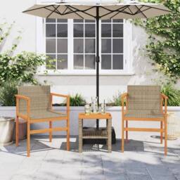 Berkfield Home Garden Chairs 2 pcs Beige Poly Rattan&Solid Wood - thumbnail 3