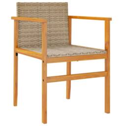 Berkfield Home Garden Chairs 2 pcs Beige Poly Rattan&Solid Wood - thumbnail 4
