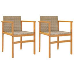 Berkfield Home Garden Chairs 2 pcs Beige Poly Rattan&Solid Wood