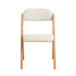 SoBuy Ergonomic Backrest Folding Wooden Chair - No Assembly in Off-White - thumbnail 3
