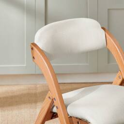 SoBuy Ergonomic Backrest Folding Wooden Chair - No Assembly in Off-White - thumbnail 6