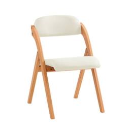 SoBuy Ergonomic Backrest Folding Wooden Chair - No Assembly in Off-White - thumbnail 2