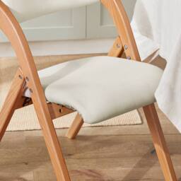 SoBuy Ergonomic Backrest Folding Wooden Chair - No Assembly in Off-White - thumbnail 7