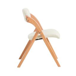 SoBuy Ergonomic Backrest Folding Wooden Chair - No Assembly in Off-White - thumbnail 4
