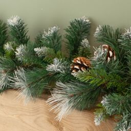 Samuel Alexander 270cm x 25cm Frosted Glacier Christmas Garland with Pine Cones in Green - Size: 270 cm x 25 cm - thumbnail 7