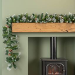 Samuel Alexander 270cm x 25cm Frosted Glacier Christmas Garland with Pine Cones in Green - Size: 270 cm x 25 cm - thumbnail 3