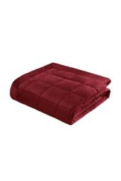 Catherine Lansfield 'Kingsley Matt Velvet' Quilted Bedspread in Burgundy - thumbnail 3