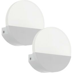 Loops 2 PACK Wall Light Colour White Shade Satined Plastic Bulb LED 1x4.5W Included