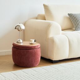 Nordlys Pouf de Salon Coffee Table with Storage Wood in Red - thumbnail 2