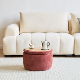 Nordlys Pouf de Salon Coffee Table with Storage Wood in Red - thumbnail 6