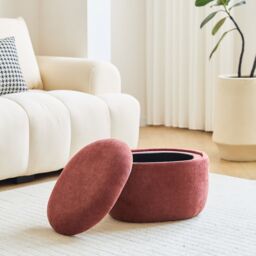 Nordlys Pouf de Salon Coffee Table with Storage Wood in Red - thumbnail 3