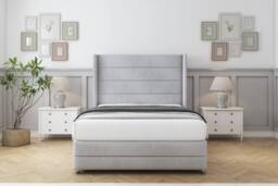 "Comfort Beds Milano Naples Divan Base No Drawers - 54"" Wingback-Footboard in Silver - Size: Small Single" - thumbnail 1