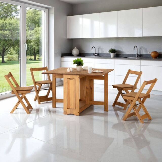 Seconique Santos Butterfly Dining Set (x4 Chairs) Natural Wax - image 1