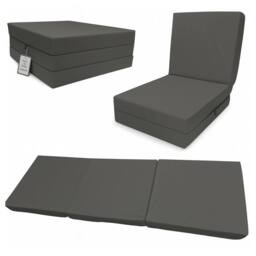 House of Home Fold-Out Z Bed Single Size Chair-Bed Folding Guest Sofa Dark Grey - thumbnail 1