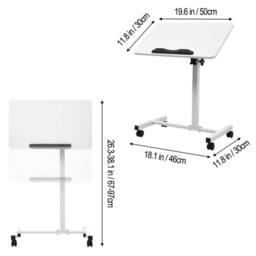 NESTLUNE White Adjustable Height Over Bed Table Hospital Sofa Table - Size: 100 cm x 15 cm - thumbnail 2