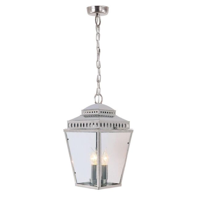 Netlighting Mansion House 3 Light Outdoor Ceiling Chain Lantern Polished Nickel IP44 E14 in Grey - image 1
