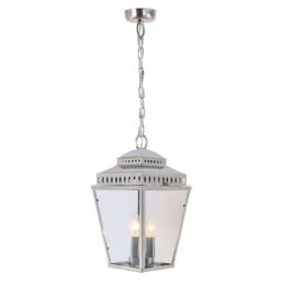 Netlighting Mansion House 3 Light Outdoor Ceiling Chain Lantern Polished Nickel IP44 E14 in Grey - thumbnail 1