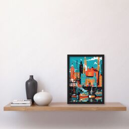 Artery8 Liverpool Royal Albert Dock Waterfront Cityscape Artwork Framed Wall Art Print A4 in Black - thumbnail 2