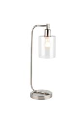 Toledo 1 Light Table Light Brushed Nickel & Clear Glass E27