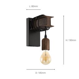 Eglo Townshend 4 Industrial Wall Light in Brown - thumbnail 4